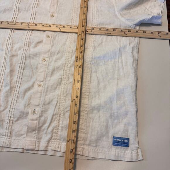 Scotch & Soda Mens Linen Blend Button Up Shirt White Classic Preppy Beachy sz XL - Picture 6 of 7